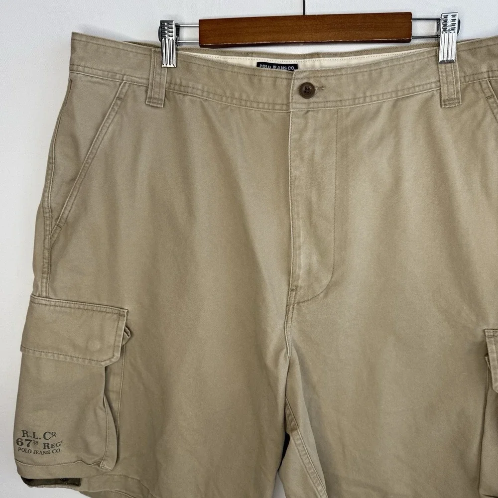 VTG Polo‎ Jeans Co Ralph Lauren Military Surplus Cargo Shorts Mens 40x10 Beige